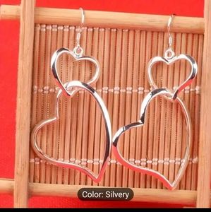 Two Hearts Dangling Silver Fashion Earrings